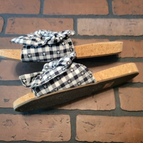 Sugar Women's Xenon Cork Flat Bow Sandal Slide Size 10 Black White Stars Boho - Picture 4 of 4